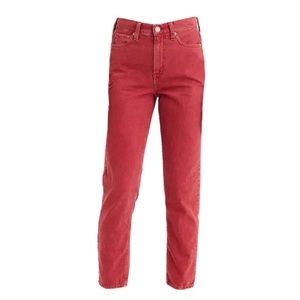 Dull Red Mom Jeans